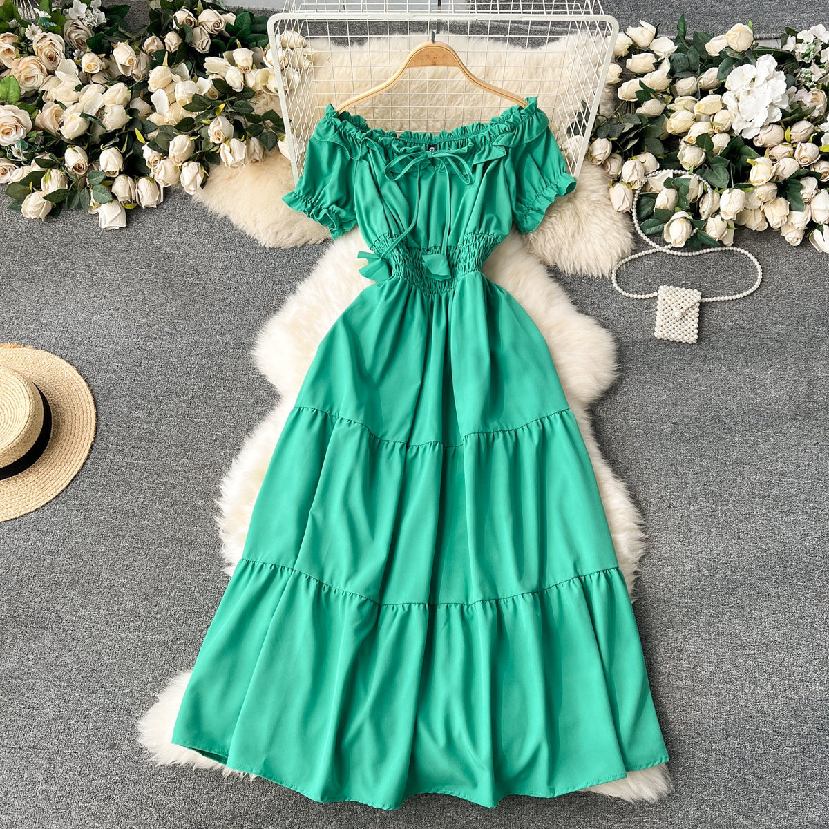 Off-shoulder Puffy Sleeve Fairy Dress