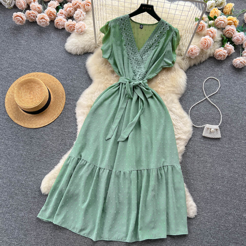 Niche Ruffled Lace Chiffon Dress