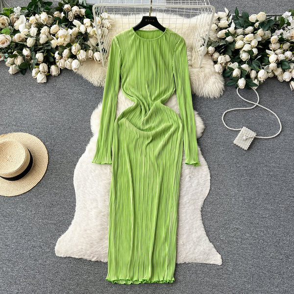 Casual Round Collar Elastic Dress
