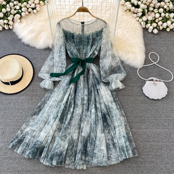 Fairy Ink Printing Mesh Dress