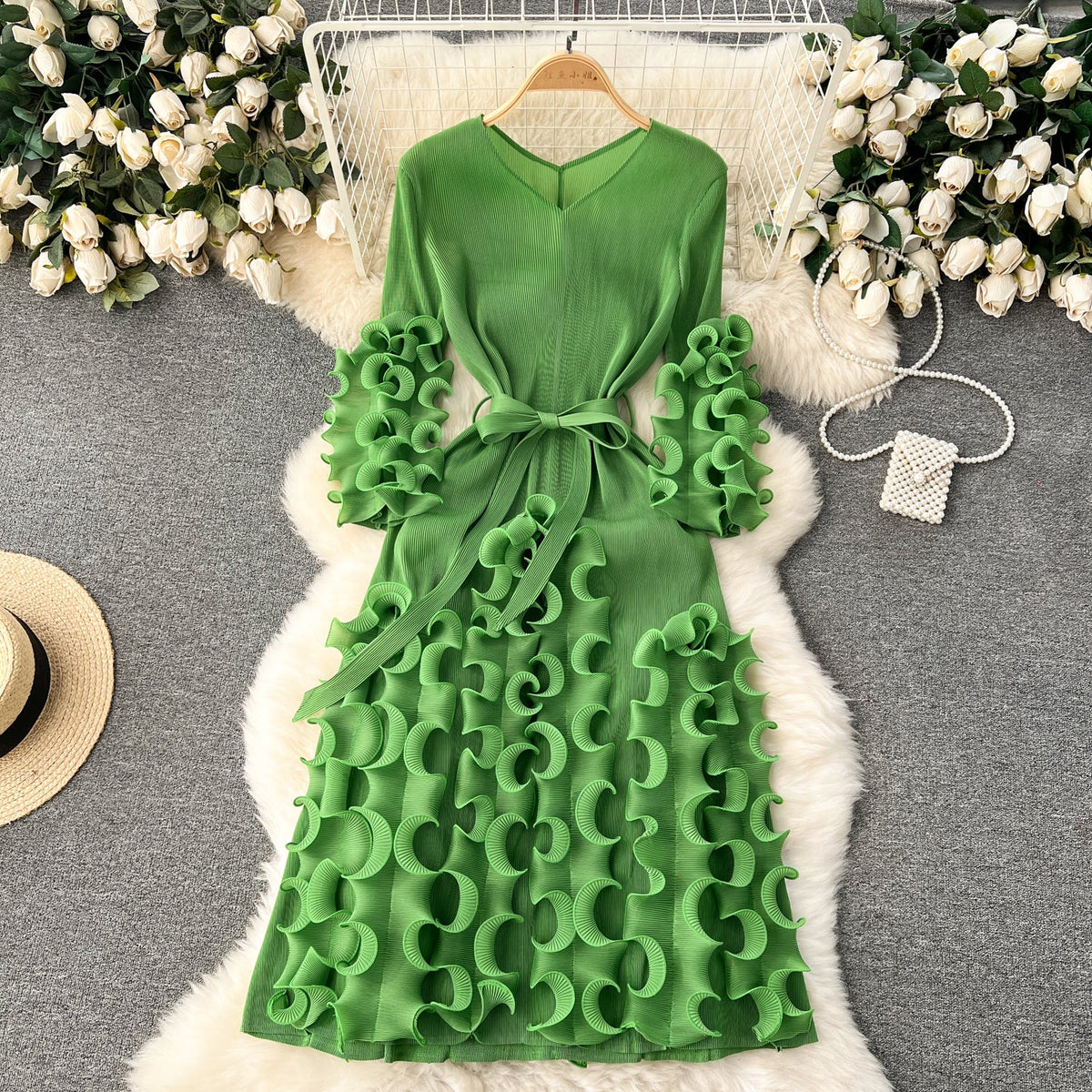 Irregular Design 3d Ruffled Dress