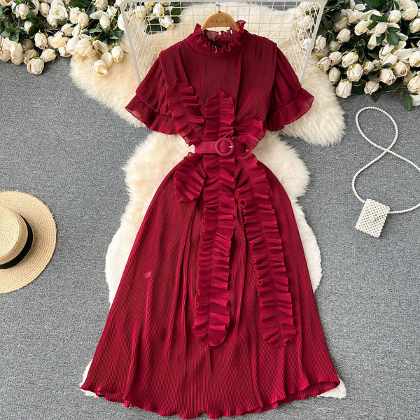 Unique Design Ruffle Short-sleeve Dress
