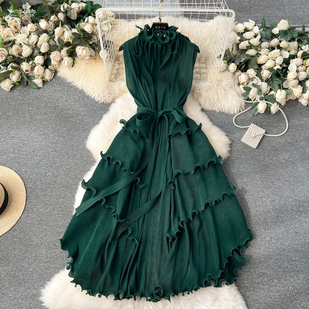 Sweetie Sleeveless Ruffled Chiffon Dress