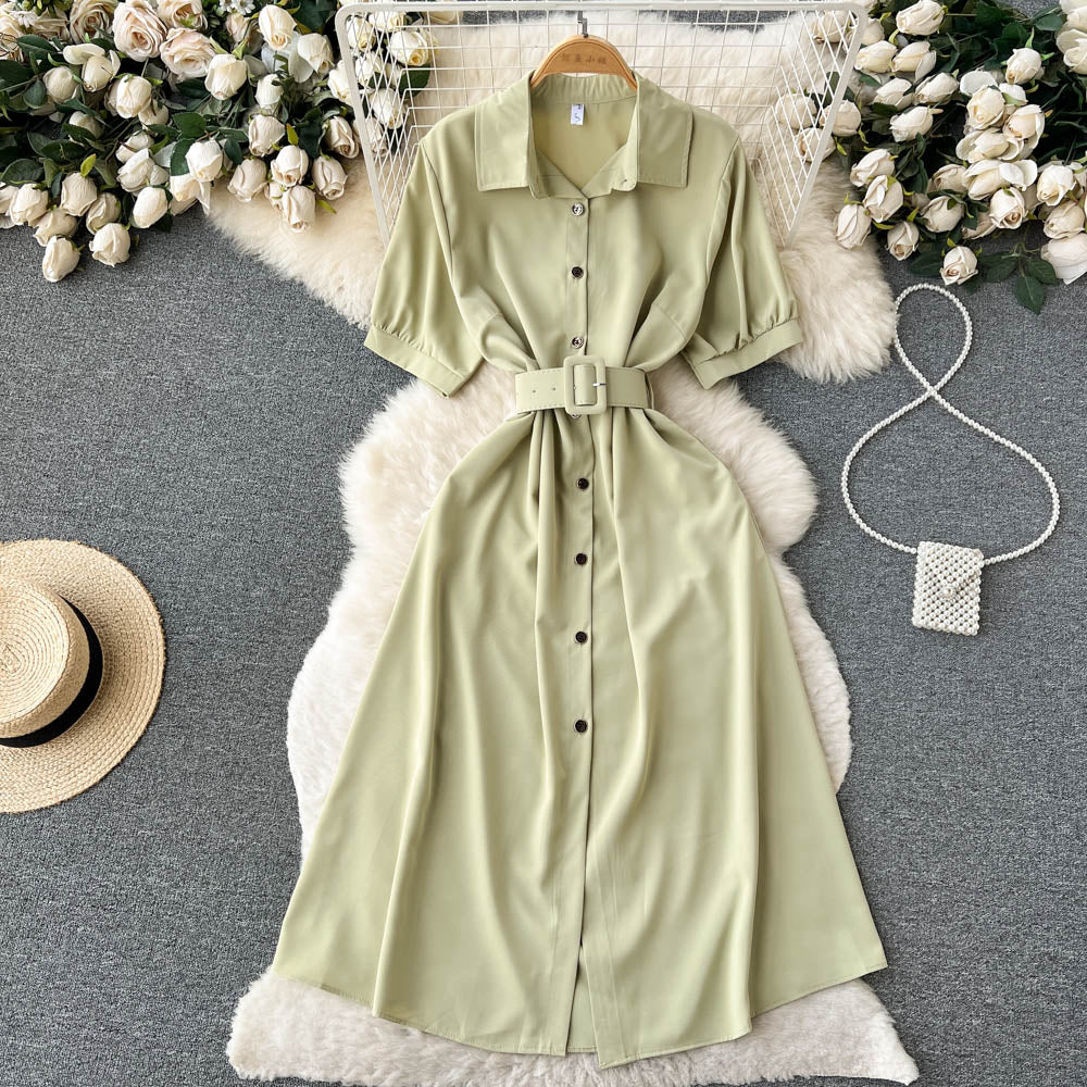 Single Breasted Platycodon Shirt Dress