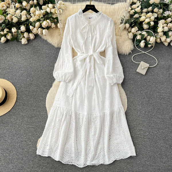 Bohemian Style Lace-up Ruffled Dress