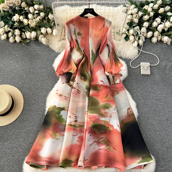 French Style Tie-dye Printed Dress
