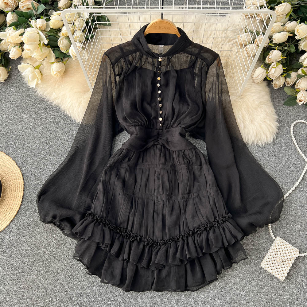 French Style Ruffle Fairy Puff Dress
