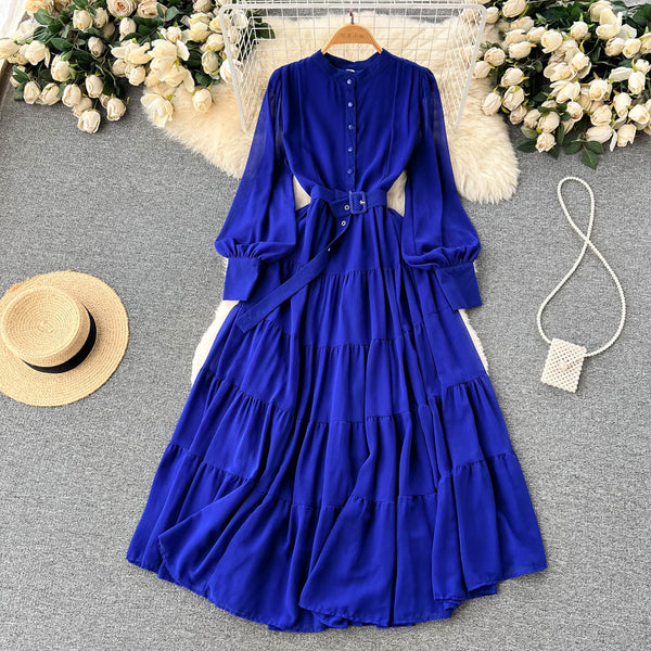 Vintage Single Breasted Chiffon Dress