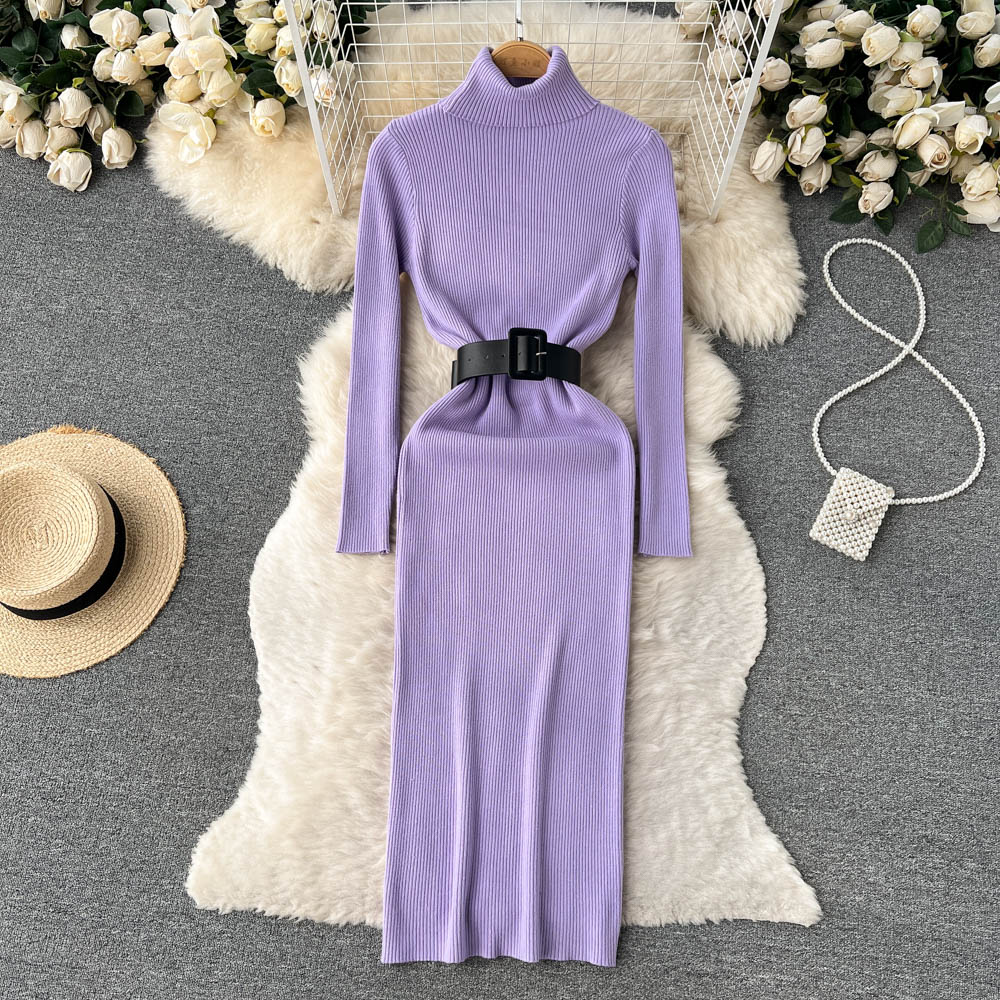 High Collar Tight Knitted Dress