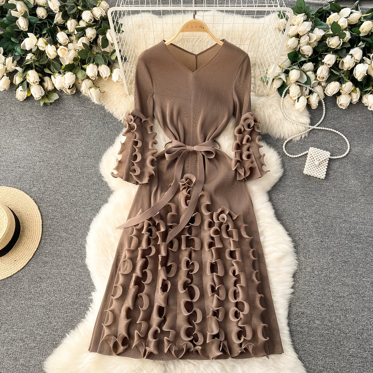 Irregular Design 3d Ruffled Dress
