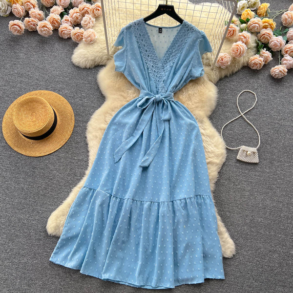 Niche Ruffled Lace Chiffon Dress