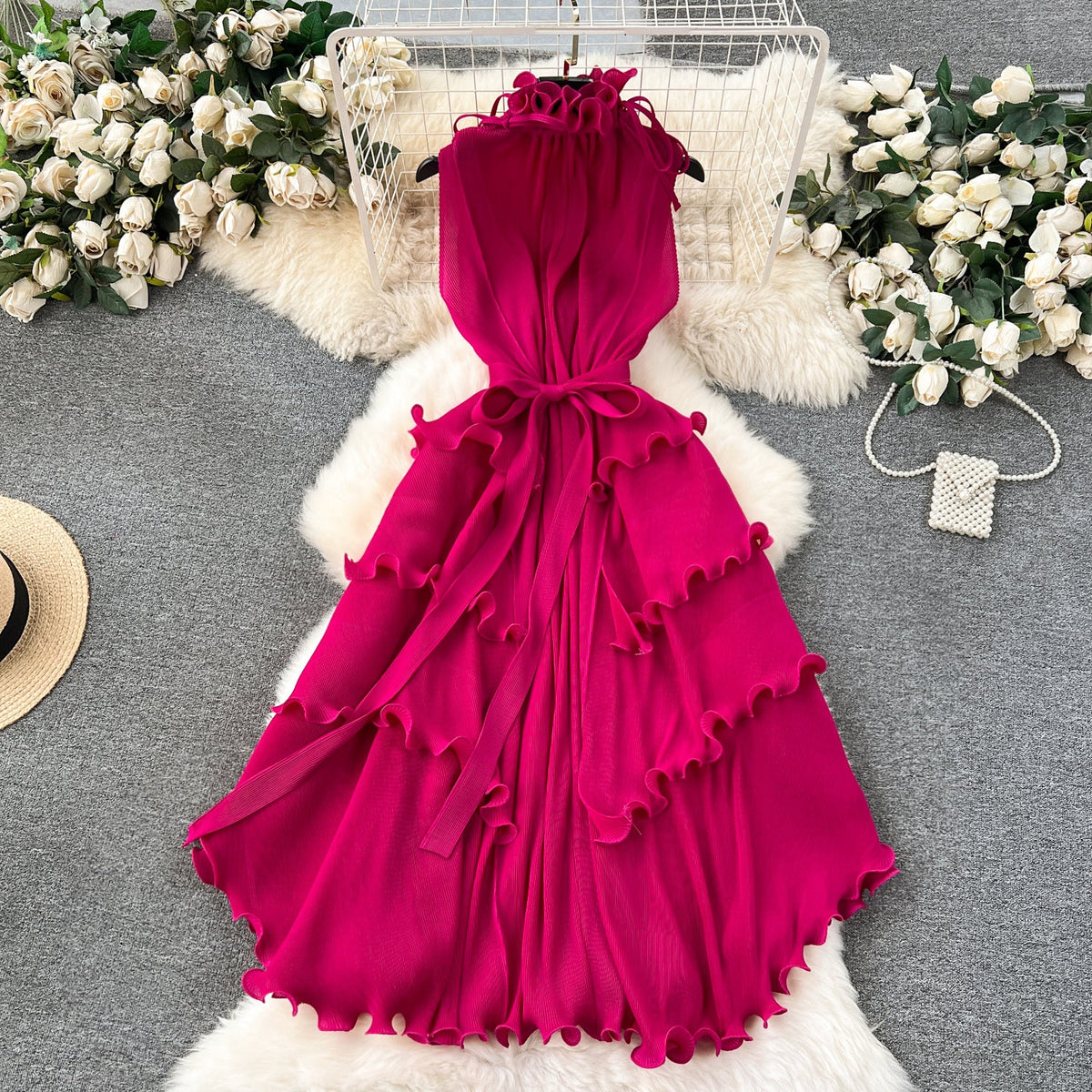 Sweetie Sleeveless Ruffled Chiffon Dress