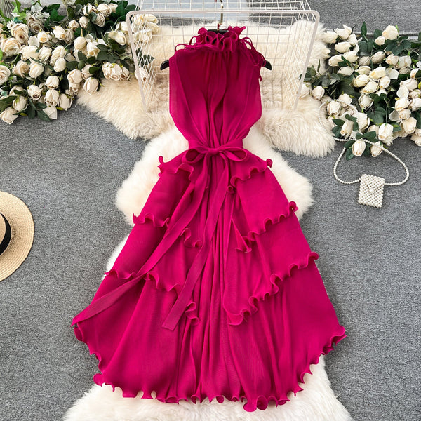 Sweetie Sleeveless Ruffled Chiffon Dress