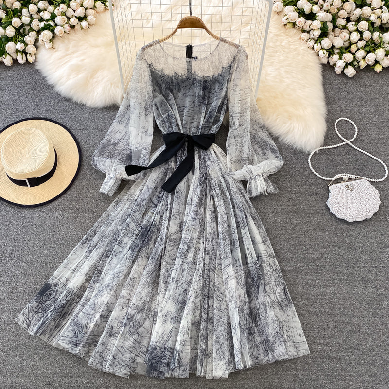 Fairy Ink Printing Mesh Dress