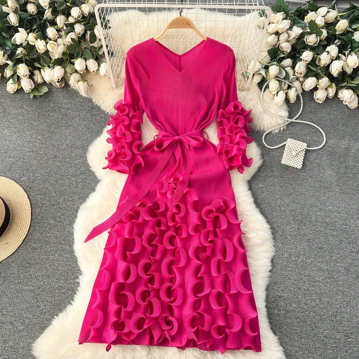 Irregular Design 3d Ruffled Dress