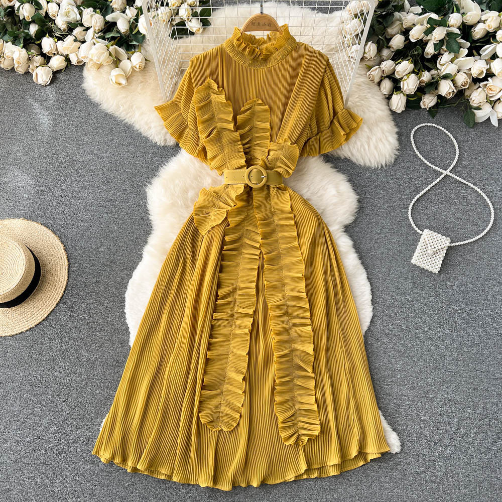 Unique Design Ruffle Short-sleeve Dress