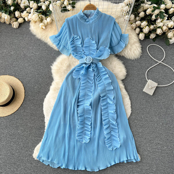 Unique Design Ruffle Short-sleeve Dress