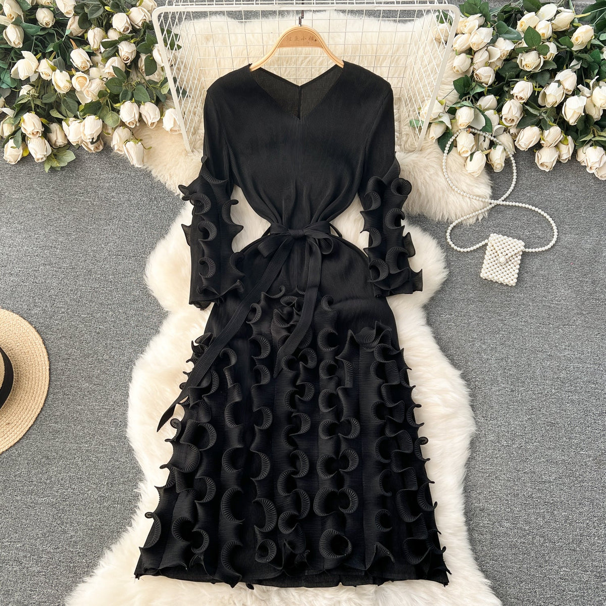 Irregular Design 3d Ruffled Dress