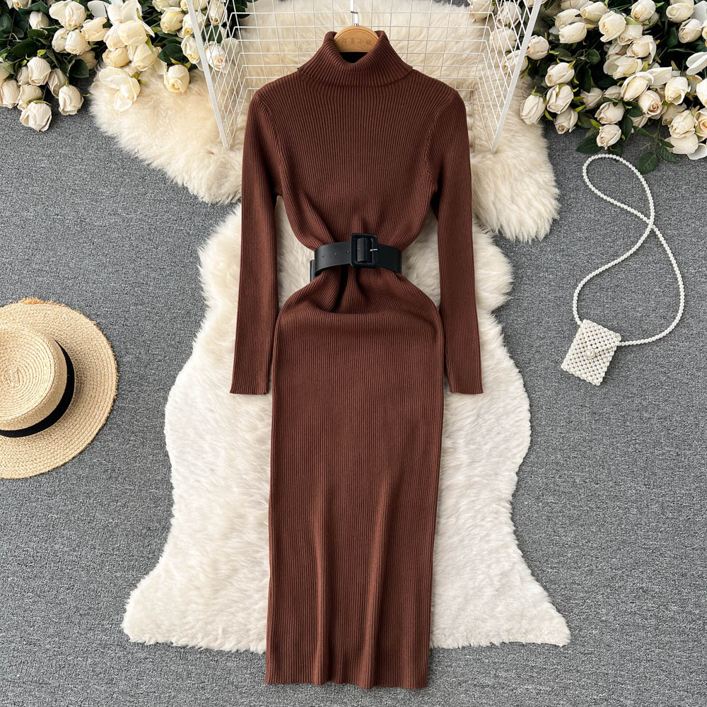 High Collar Tight Knitted Dress