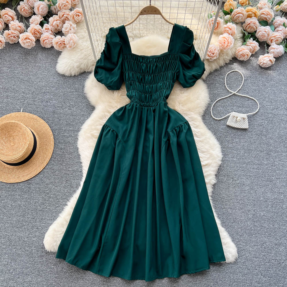 Fairy Square Collar Pleated Dress