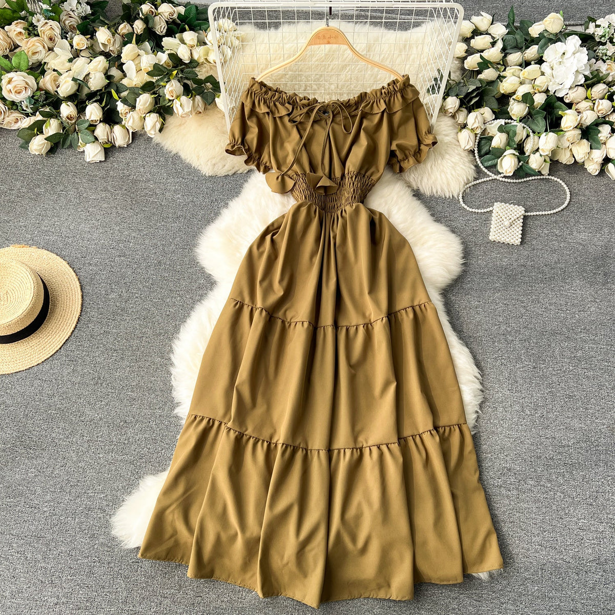 Off-shoulder Puffy Sleeve Fairy Dress