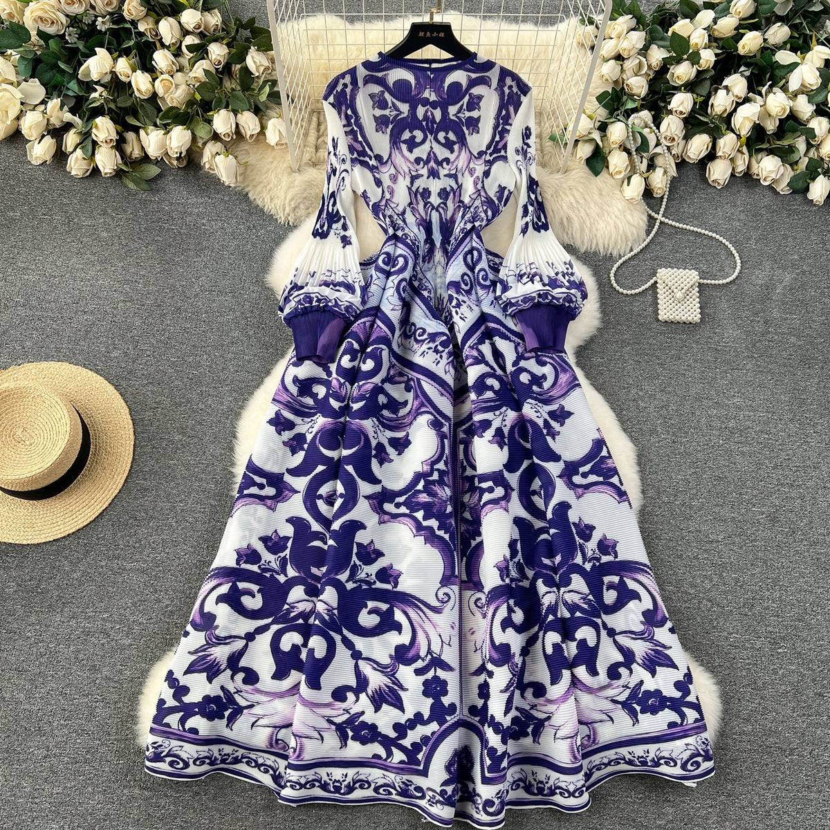 French Style Tie-dye Printed Dress
