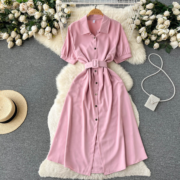 Single Breasted Platycodon Shirt Dress