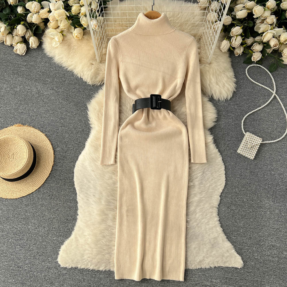 High Collar Tight Knitted Dress