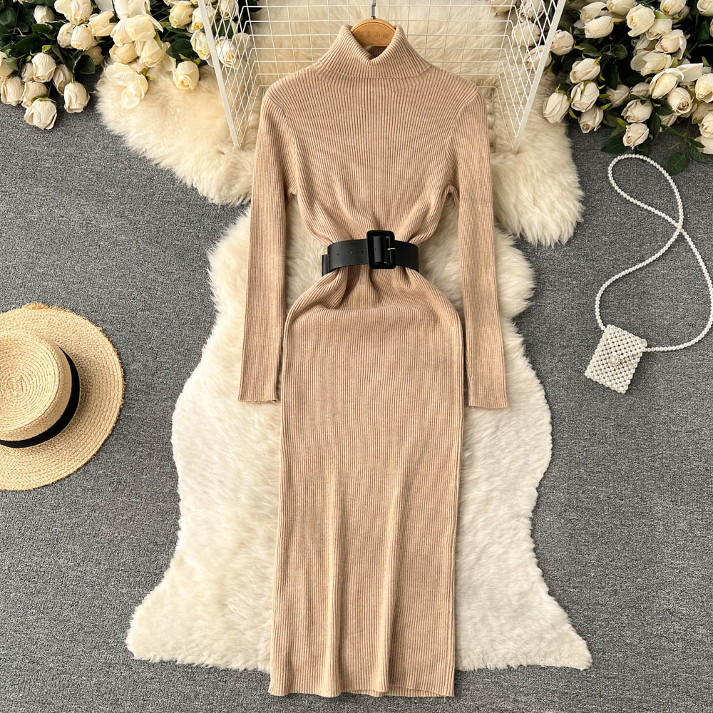 High Collar Tight Knitted Dress