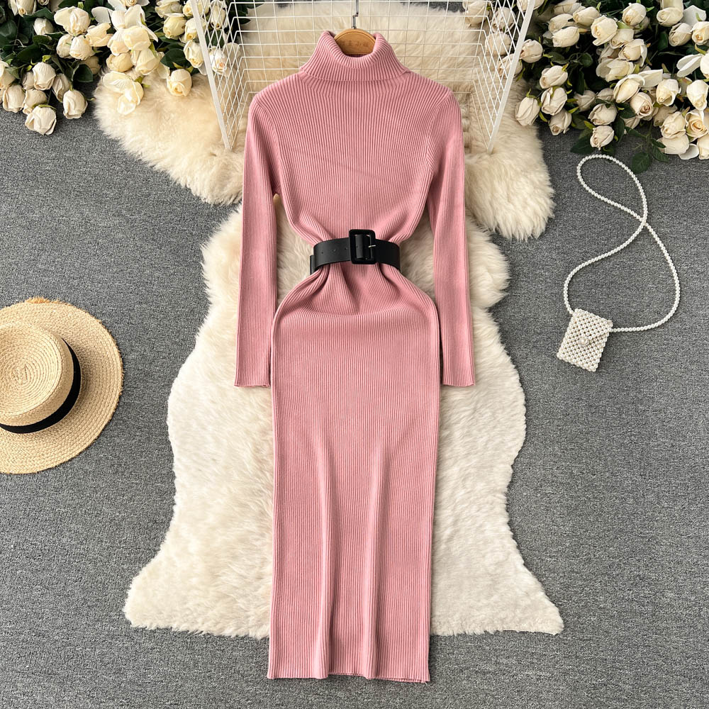 High Collar Tight Knitted Dress
