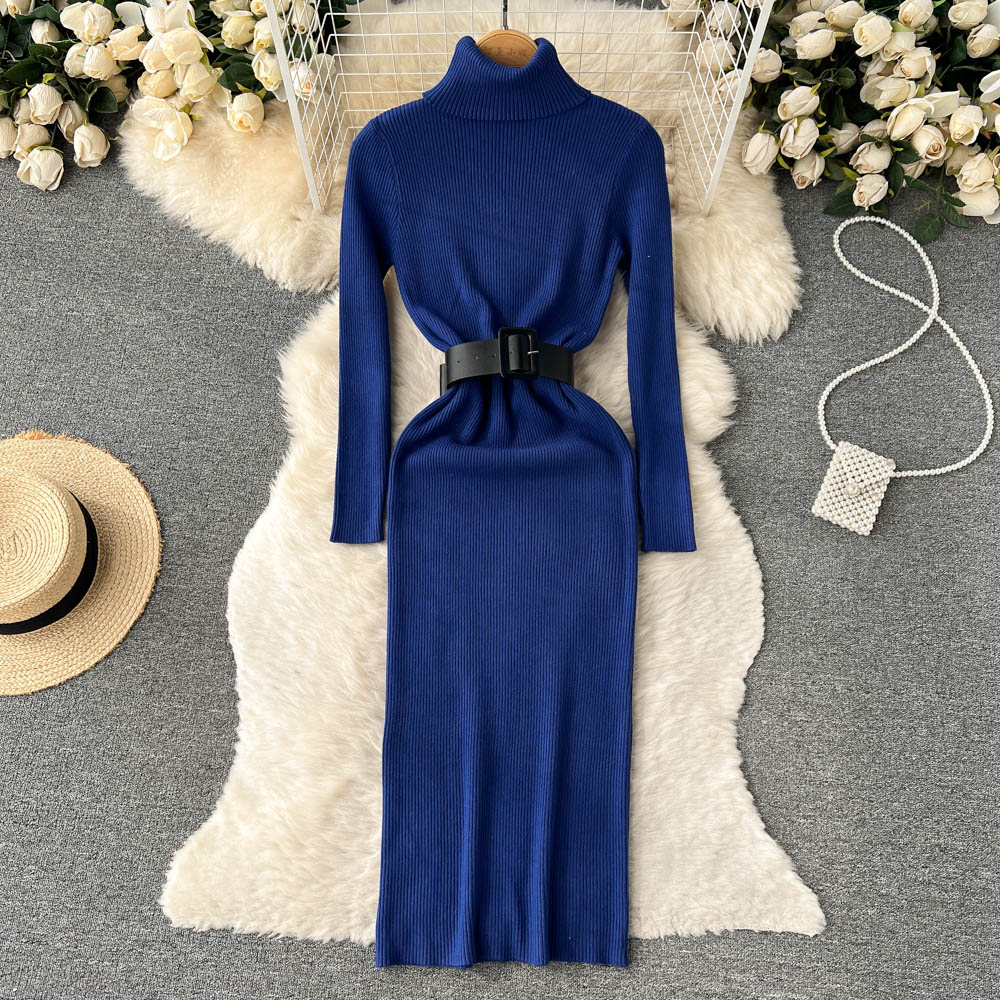 High Collar Tight Knitted Dress