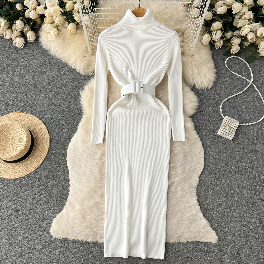 High Collar Tight Knitted Dress