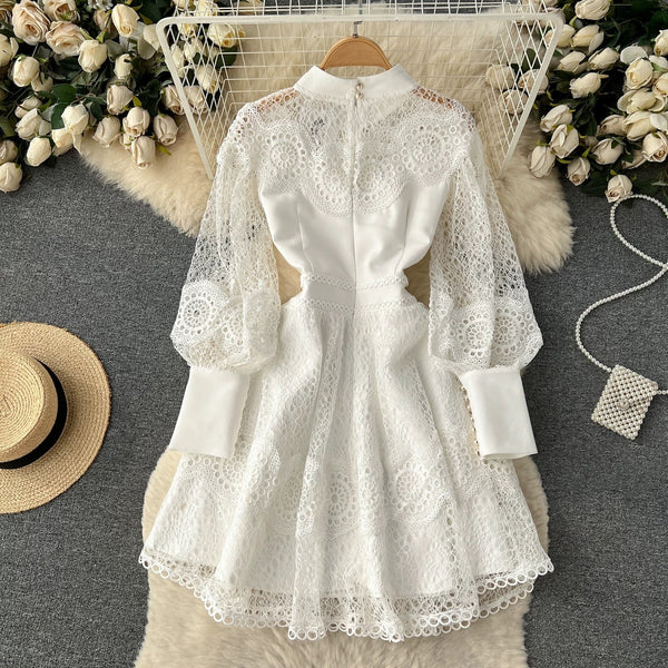 Ruffled Trim Single-breasted Dress